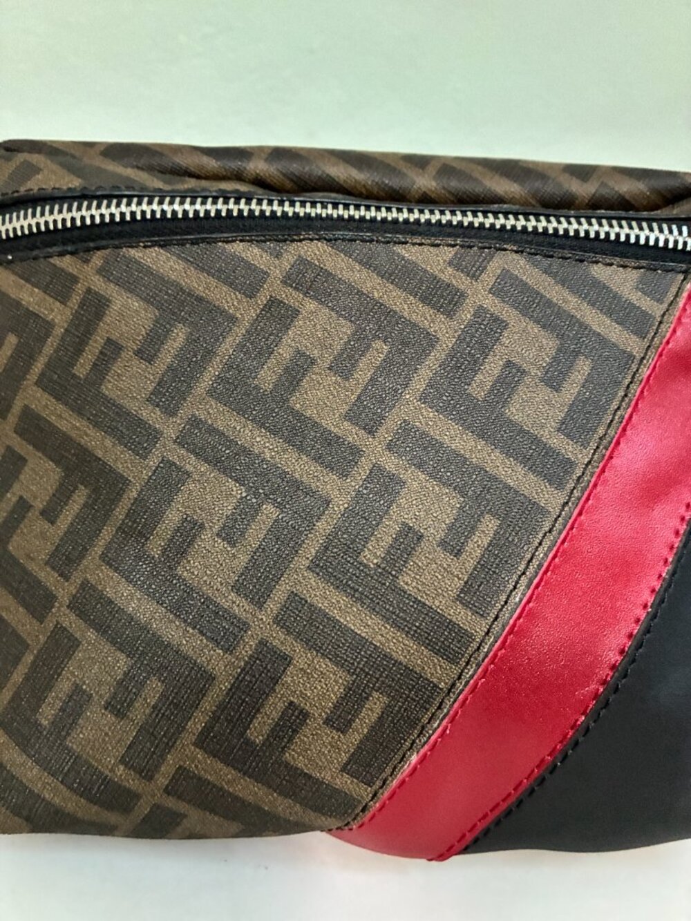 Fendi Belt Bag Zucca FF Monogram Brown Black Leather Waist Crossbody - Picture 3 of 12